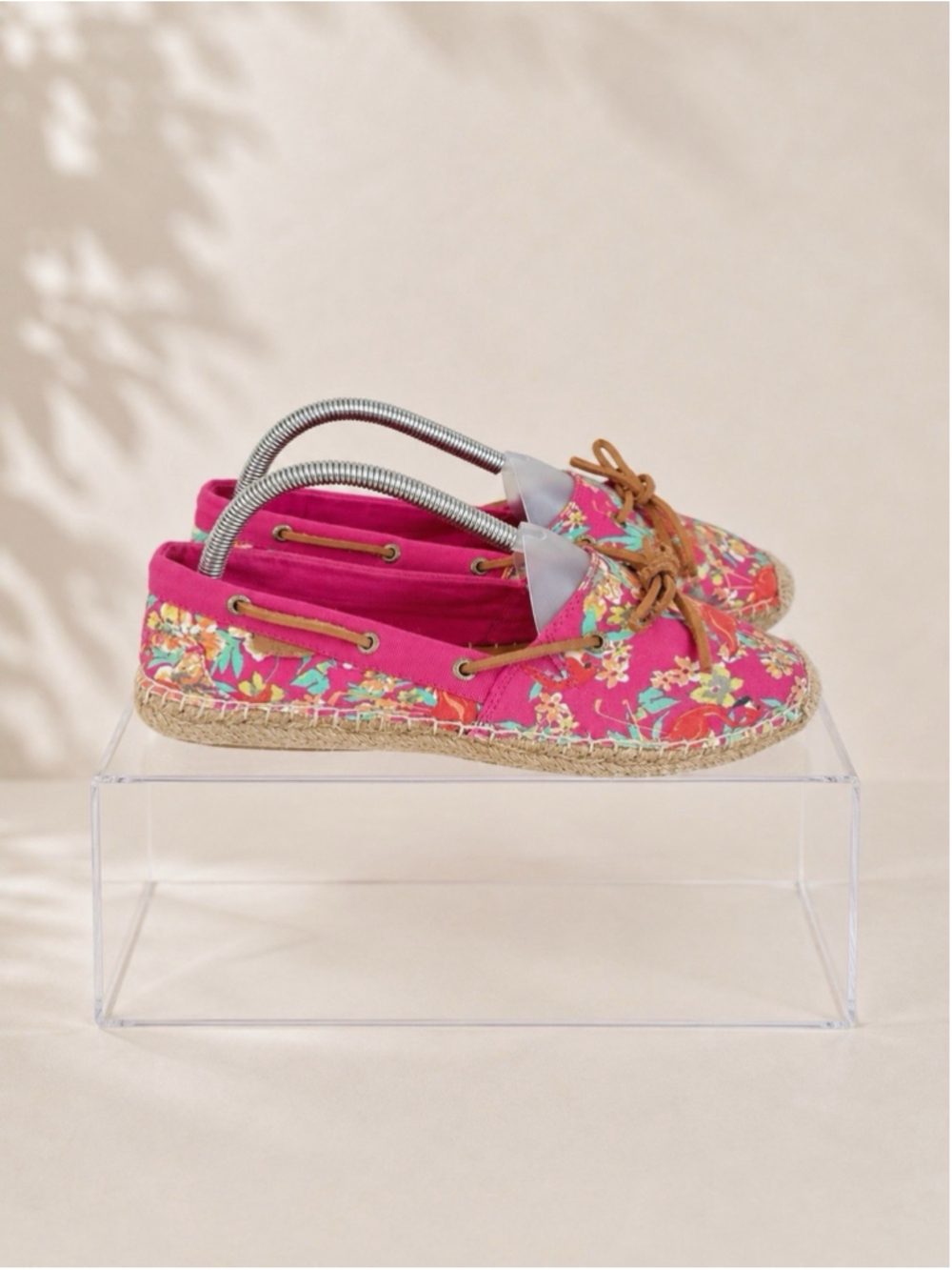 Sperry Top-Sider Womens Size 9.5 Pink Floral Flamingo Tropical Espadrille Flats